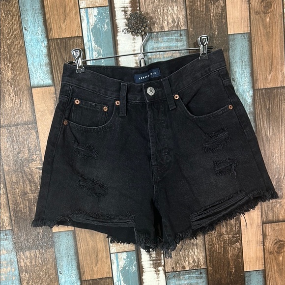 Aeropostale 90’s high rise cut off Black Distressed Jean Shorts - Picture 7 of 10